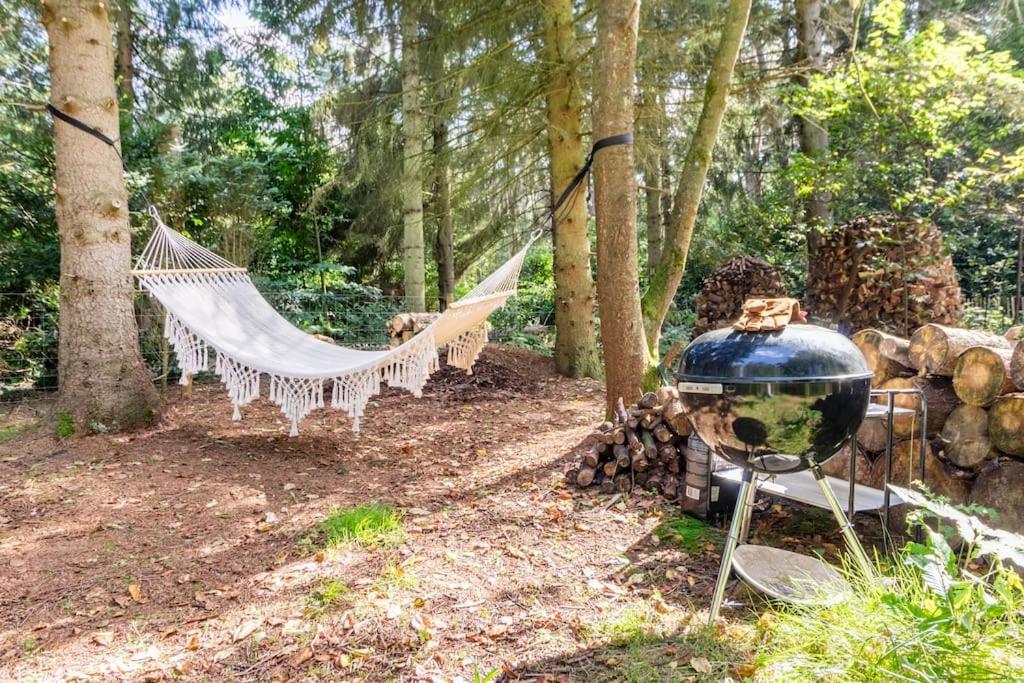 Luxe-Avontuur In Een Romantische Cabin In Het Bos Stekene Exteriér fotografie